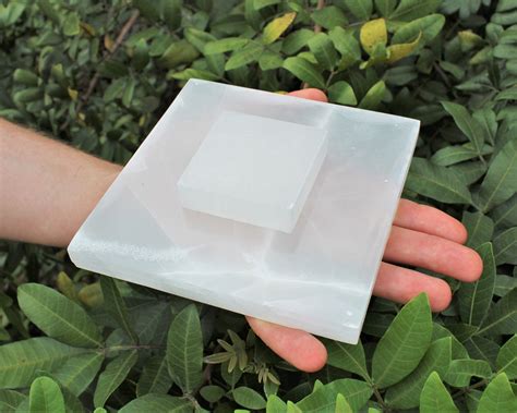 Polished Selenite Charging Plate Station: Choose 3, 4 or 6 Square ...