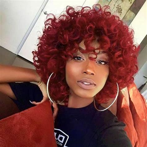 Amazon.com : PHOENIXFLY Red Curly Wigs for Black Women Short Loose ...