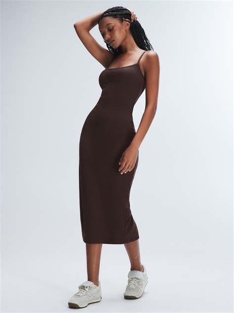 Essential Rib Midi Dress in Brown | SAVAGE X FENTY