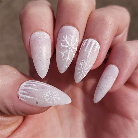 Winter, Frosted Nails, Nails With Snowflakes, Winter Nails, Christmas ...