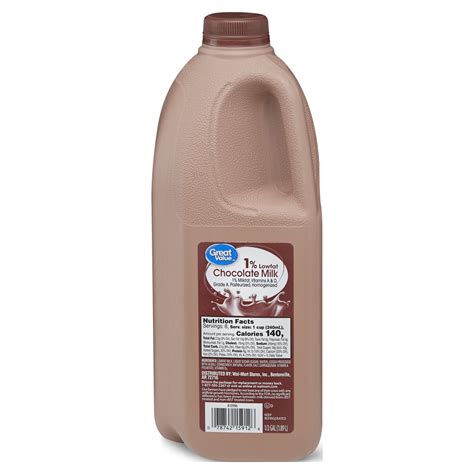 Great Value 1% Low-fat Chocolate Milk Half Gallon, Plastic, Jug, 64 Fl ...