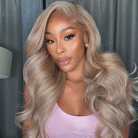 Amazon.com : Ash Blonde with Silver Gray Highlight Lace Front Wig Human ...