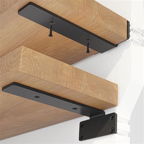 BATODA - 8" Floating Shelf Bracket (8 pcs) – Black Metal L Brackets ...