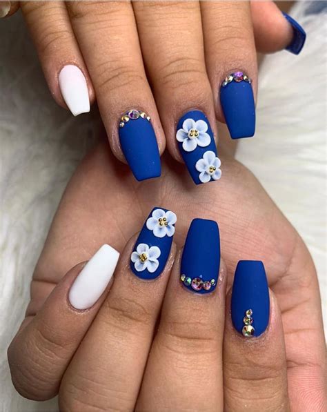 Acrylic Nail Designs Blue And White at Mildred Fulcher blog