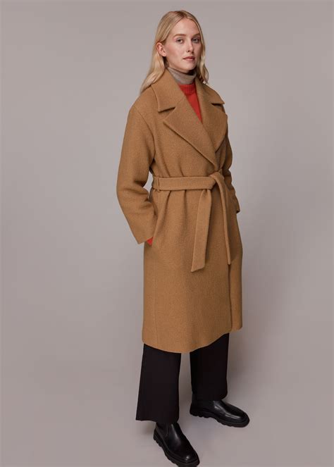 Camel Wool Belted Wrap Coat with Tie Waist | Whistles