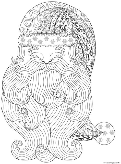 Christmas For Adults Santa Claus Face Intricate Doodle Coloring page ...