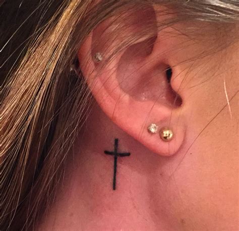 Small Cross Tattoo Behind Ear - Forearm Tattoo Ideas