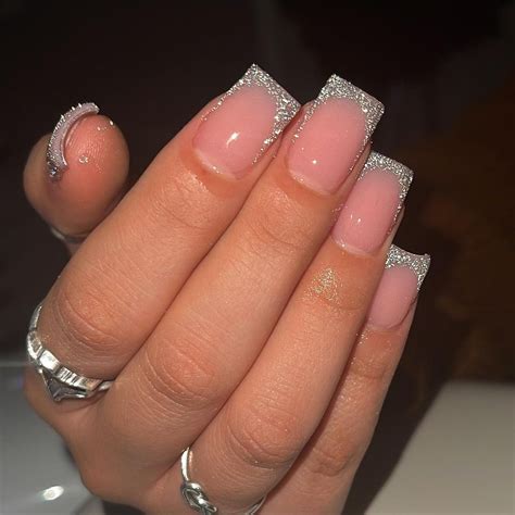 @nailsxemily | Short acrylic nails designs, Glitter french nails, Short ...