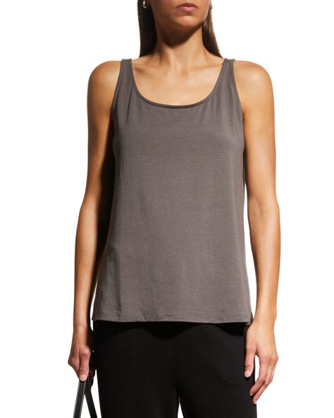 Eileen Fisher Side-Slit Scoop-Neck Tank | Neiman Marcus