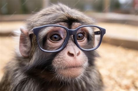 Premium AI Image | Close up portrait of a monkey wearing glasses and ...