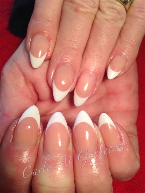 Classic french white almonds | Almond nails french, Almond shape nails ...