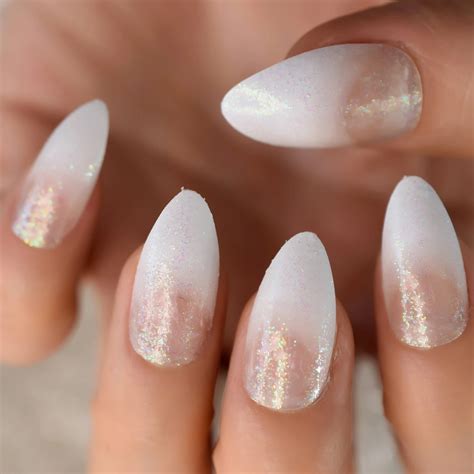 White Glitter Ombre Nails