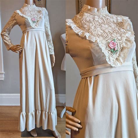 Vintage 1970s Jcpenney Maxi Dress Prairie Dress Victorian Lace Bridal ...
