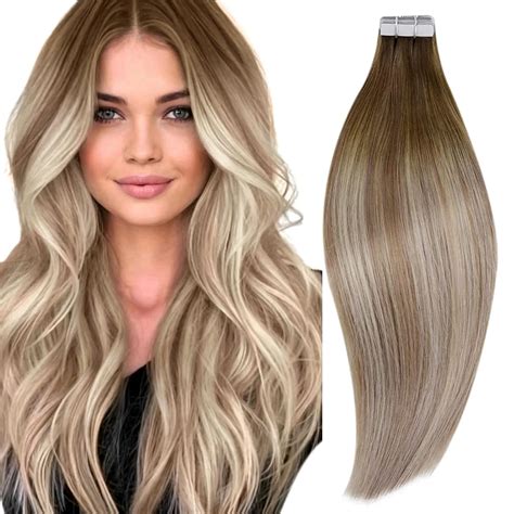 Amazon.com : RUNATURE Balayage Tape in Hair Extensions Human Hair 22 ...