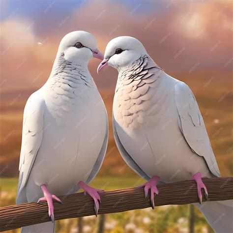 Premium Photo | A pair of doves coo softly to each other their gentle sounds a soothing backdrop ...