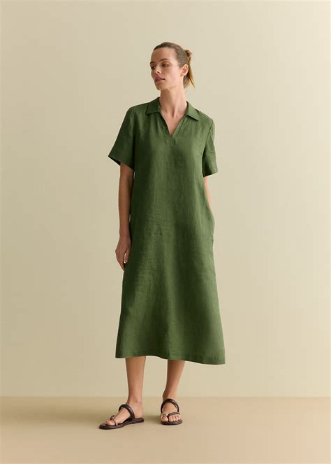 Linen Polo Collar Midi Shift Dress | Woolworths.co.za