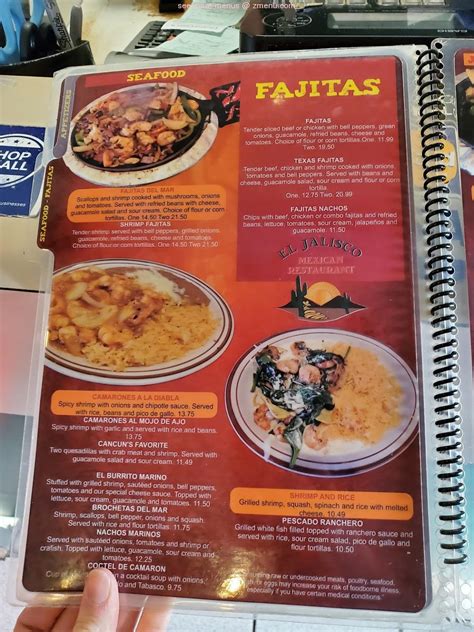 Menu at El Jalisco restaurant, Greer, W Wade Hampton Blvd