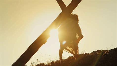 Christ Carrying Heavy Cross On Calvary Hill Stock Footage SBV-338662014 - Storyblocks