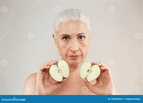 Beauty Portrait of an Attractive Half Naked Elderly Woman Stock Photo ...