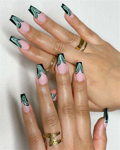 Green Black White Nail Design 35 Stunning Dark Green Nails To Rock