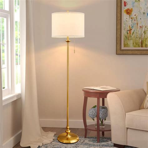 "NATYSWAN Modern Gold Floor Lamp, 60"" with Pull Chain, Soft Lighting ...