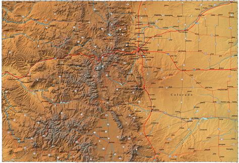 Detailed Colorado Map - CO Terrain Map
