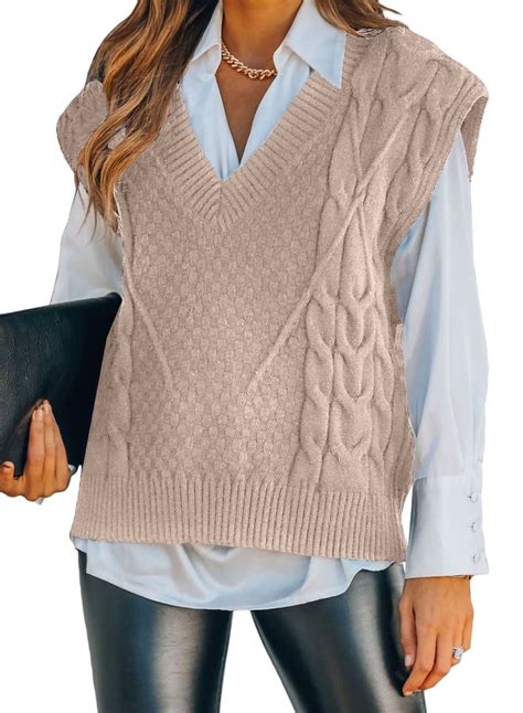 Dokotoo Sweater Vest Fall Sweaters for Women 2022 Cable Knit Sweater ...