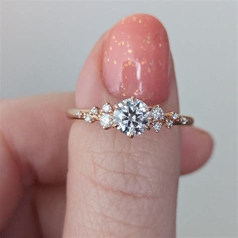 Dainty Scattered Moissanite Engagement Ring | 5.5mm | Aleena | Anelli ...
