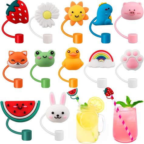 4Pcs Cute Straw Tips Cover Reusable Dust-Proof Straw Cover Plugs for Drinking Straws Party Gifts ...