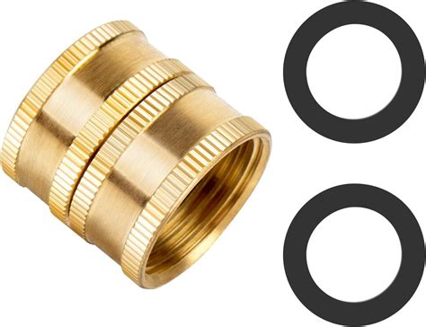 JUWO Female to Female Hose Adapter with Dual Swivel, 3/4" GHT Brass ...