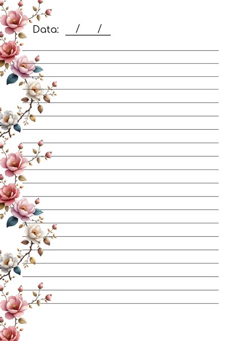 Folha para bloquinho personalizado - Floral | Modelos de hojas membretadas, Agendas, Páginas de ...