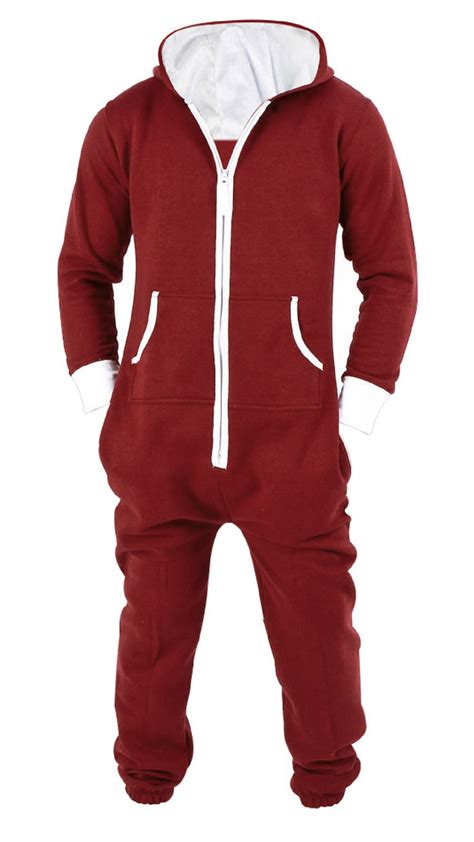 Mens One Piece Pajamas Adult Plain Jumpsuit non Footed Lightweight ...