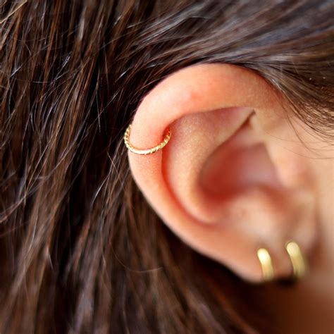 Textured Helix Piercing, Gold Helix Earring, Piercing Helix Cuff ...