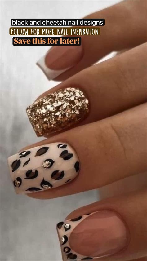 black nail designs, nails acrylic, nail ideas, cheetah nails, leopard ...