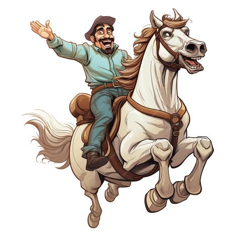 Premium Photo | Cartoon a Man Riding Horse on White Background