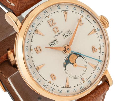 Omega Cosmic Moonphase Triple Date Rose Gold Watch at 1stDibs | omega ...