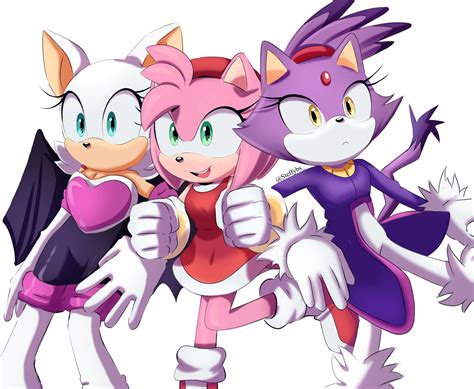 amy rose, blaze the cat, and rouge the bat (sonic) drawn by steffybs ...