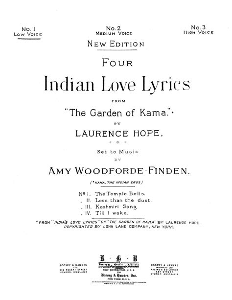 Four Indian Love Lyrics (Hope) – Classical Vocal Reprints