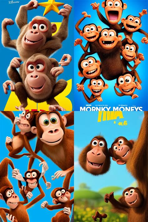 pixar movie posters about monkeys animated film | Stable Diffusion