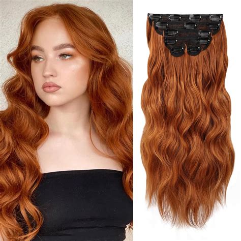Amazon.com : WECAN Clip in Hair Extension 20 Inch Copper Red 6PCS ...