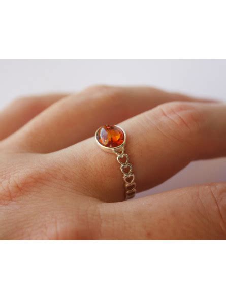 Luminoso, Classico Anello Creato Con Ambra Naturale Baltica E Argento 925, Ambra Cognac, MJ Baltica, BP076 - Italia - Foto 6