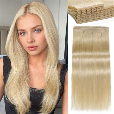 Amazon.com : Lacer Long Tape Weft Hair Extensions 16inch Human Hair ...