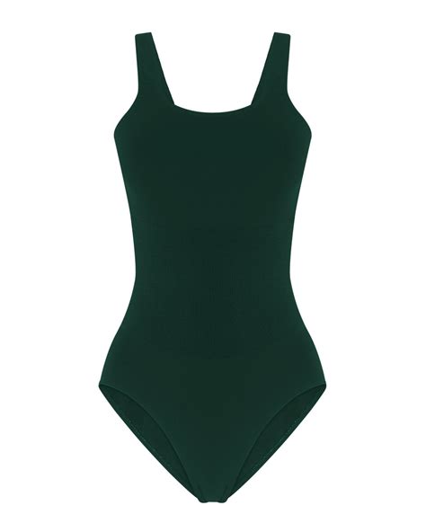 AMOROUS Dark Green One-Piece Swimsuit | Elegant Square Neck with Thin ...