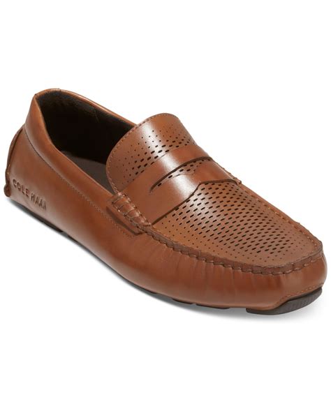 Cole Haan Grand Laser Penny Driver Mens Faux Leather Slip-on Loafers In ...