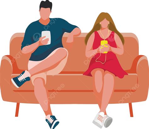 Man And Girl Sitting On The Sofa Couple Wait Waiting Vector, Couple ...