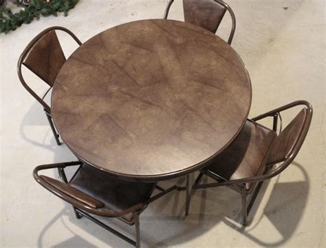 Round Folding Card Table with Four Matching Chairs | EBTH