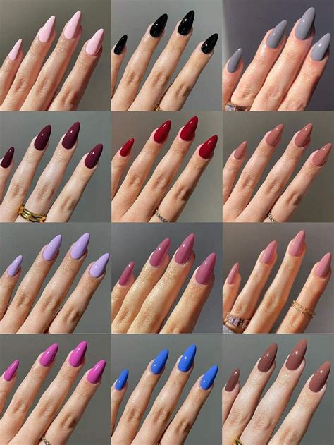 292pcs/Set 12mixed Solid Spring And Summer Colors Medium Length Almond ...