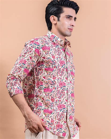 Buy Men's Pink Floral Printed Shirt for Men Pink Online at Bewakoof