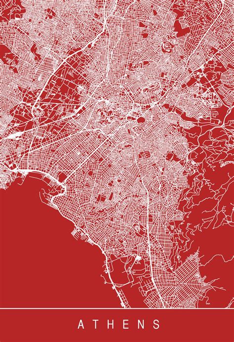 ATHENS CITY MAP - Line Art City Map - Road Map of Athena Minimalist ...