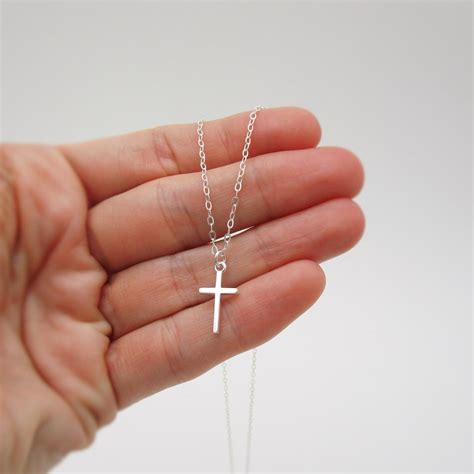 Dainty Silver Cross Necklace, Solid 925 Sterling Silver - Christian ...
